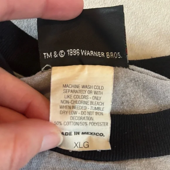 Vintage 1996 Space Jam Tunes Squad Ringer Tee XLG Warner Bros - Picture 7 of 9